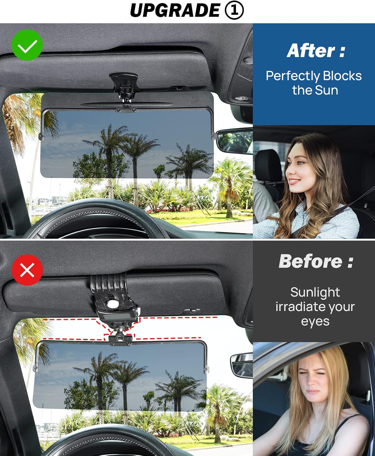 Universal Car Sun Visor With Polarized Glare Protection
