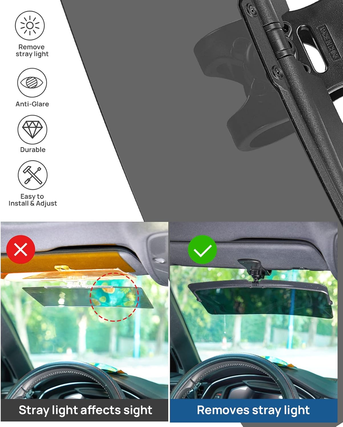 Universal Car Sun Visor With Polarized Glare Protection